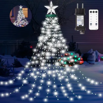 Kerstboomverlichting 410 LEDs, 8 Modi, Timer, IP44, 150–250 cm, Kaltweiß