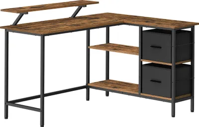 Produktbild von VASAGLE  L-förmige Schreibtisch Eckschreibtisch  Computertisch mit Schubladen Vintage