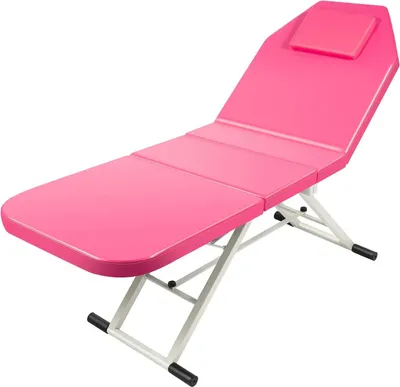 Image de Table de massage - Table de massage pliable en trois parties - Portable - Structure métallique - Coussin amovible - Rose