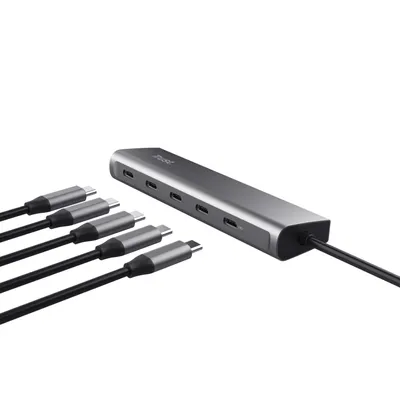 Obrázok produktu pre Trust Halyx, USB 3.2 Gen 1 (3.1 Gen 1) Type-C, USB Typ-C, Strieborná, Akrylonitrilbutadienstyren (ABS), 100 W, 0,1 m