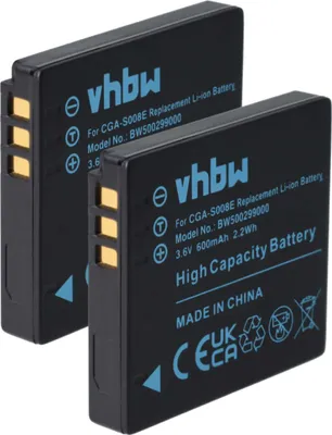 Produktbild von vhbw 2x Akku kompatibel mit Leica C-Lux 2 Kamera (600 mAh, 3,6 V, Li-Ion)