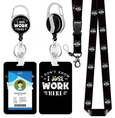 Produktbild von Einziehbares Halsband mit Kartenhalter und Karabinerhaken