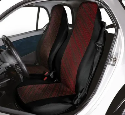 Obrázok produktu pre CO.RA. Sada poťahov sedadiel – predné sedadlá, textil, bavlna, červená a čierna, pre SMART FORTWO Coupe (451), FORTWO Coupe (453), FORTWO Cabrio (451)