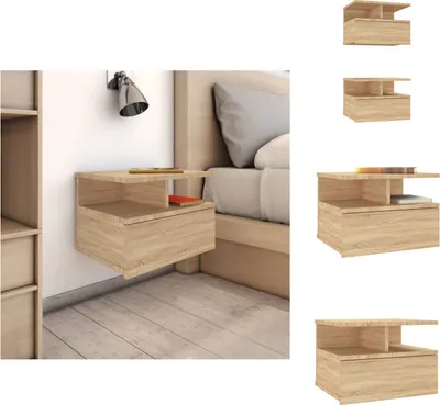 Obrázek produktu pro vidaXL Noční stolky 2ks závěsné Sonoma-dub 40x31x27cm materiál na bázi dřeva - Noční stolky