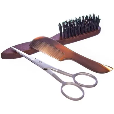 Produktbild von DAS HAUS DES FRISEURS Set Schnurrbart 3-teilig - Meißel + Pinsel + Kamm