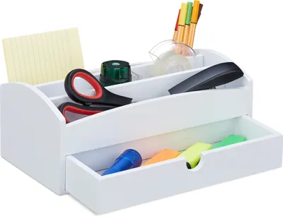 Produktbild von relaxdays Schreibtisch aus Organizer Bambus Weiß