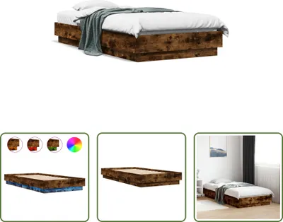 Produktbild von The Living Store Bettgestell mit LED Räuchereiche 75x190 cm