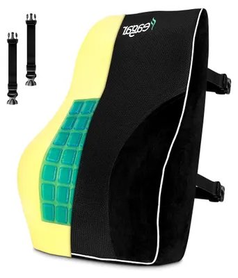 Produktbild von Gel-Rückenkissen, Ergonomisches Lendenkissen aus Memory-Schaum für Bürostuhl, Lendenwirbelstütze für Büro, Auto und Zuhause