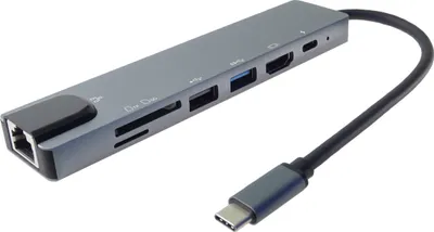 Image de PremiumCord Adaptateur USB-C vers HDMI + USB3.0 + USB2.0 + PD + SD/TF + RJ45