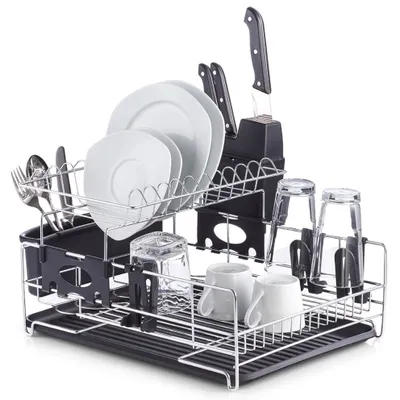 Obrázek produktu pro Zeller Present 27272, Odkapávač, Skříň, Volně stojící, Příbory, Nádobí, Černá, Stříbrná, Kov, Plast