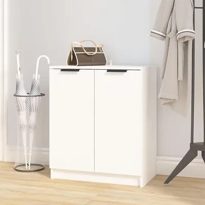 Zdjęcie produktu dla Szafka na buty - Organizer na buty - Stojak na buty - Mebel do przechowywania butów - Wieża na buty - Biały materiał wielowarstwowy - 2 drzwi