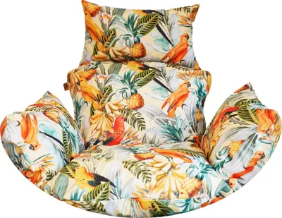 Immagine prodotto di Cuscino per sedia sospesa, cuscino per altalena in polyrattan / rattan, cesto per altalena, cesto per altalena, solo cuscino, cuscino per schienale - beige con pappagalli