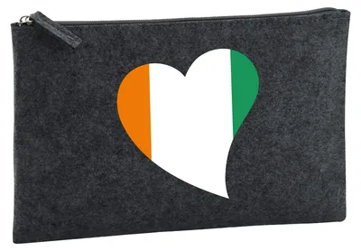 Produktbild von Huuraa Kulturbeutel Elfenbeinküste Flagge Herz 1 Liter Charcoal Filz Kosmetiktasche Geschenkidee