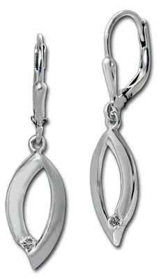 Imagen del producto de Pendientes colgantes para mujer, diseño de hoja blanca con circonitas, en plata de ley 925, modelo D3SDO4380W