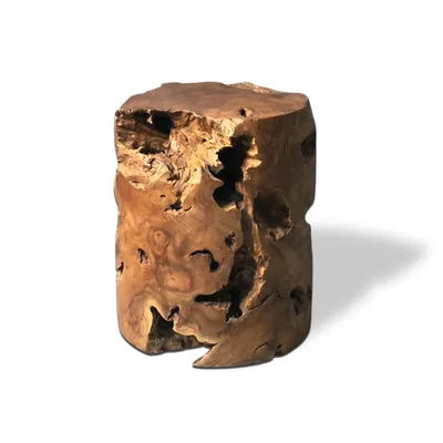 Produktbild von Sitzhocker NAGA – Wurzel Holzsäule aus massivem Teakholz 40 cm, handgefertigtes U