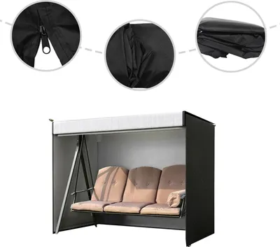 Zdjęcie produktu dla Pokrowiec ochronny na huśtawkę ogrodową - Pokrowiec ochronny - 210D Oxford - Wodoodporny - 160×120×170 cm - Czarny