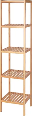Image de dibea Étagère en bambou, 5 étages, peu encombrante & robuste, étagère en bois durable avec pieds antidérapants, 33x33x146 cm, naturel