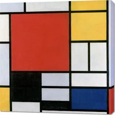 Produktbild von Bild 100x100cm Rot, Gelb, Blau und Schwarz, Piet Mondrian