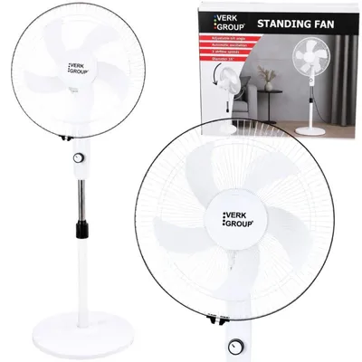 Obrázek produktu pro Verk 16049 Stojanový ventilátor s oscilací 40 cm, 3 rychlosti, 112 - 127 cm, bílý