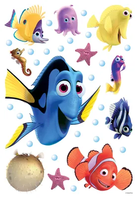 Immagine prodotto di Tatuaggio da parete Disney Alla ricerca di Dory blu, giallo e arancione - 600113 - 42,5 x 65 cm