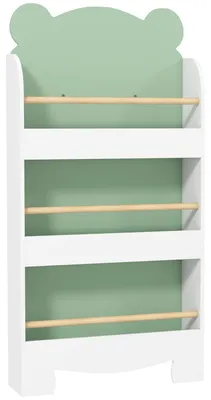 Produktbild von Kinderbücherregal, 3-stöckig, Bärenmotiv, 55 x 15 x 110 cm, Grün