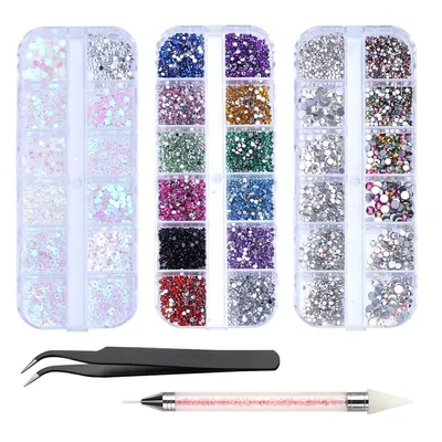 Produktbild von 4200 Strasssteine Nail Art Set mit Kristallen & Werkzeug,Glitzersteine für Nägel,DIY Deko,6 Größen,inkl.Picker,Wachsstift,Nageldesign Set,Nagelzubehör