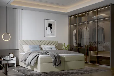 Produktbild von Emoebel24 Boxspringbett Jupiter 180x200 cm – Polsterbett in Helgrün mit Bettkasten & Kopfteil, Doppelbett mit Stauraum & edlem Samtstoffbezug