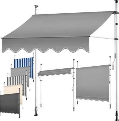 Produktbild von KESSER® Klemmmarkise mit Handkurbel Balkon, Balkonmarkise ohne Bohren, UV-beständig höhenverstellbar wasserabweisend , Sonnenschutz, Terrassenüberdachung , einfache Montage