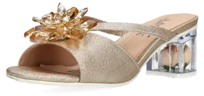 Produktbild von Misstyl by Laura Vita Damen Pantolette funkelnde Blüte Rosen-Absatz MDIEGO 02, Größe:39 EU, Farbe:Gold