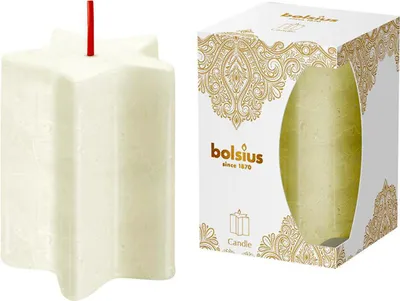Zdjęcie produktu dla Świeca Bolsius Pillar, Boże Narodzenie, Star Golden Lace, kształt gwiazdy, 100x70 mm