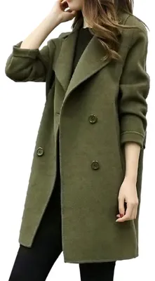 Produktbild von Damen-Trenchcoat aus Wollmischung mit großem Reverskragen, einreihig, mittellang
