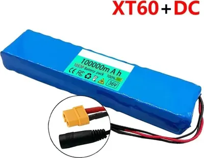 Image de Batterie lithium-ion 18650 - Pack batterie 10S3P - 36V 100Ah 100000mAh - Pour scooters électriques - 290x68x40 mm - Connecteur XT60-DC
