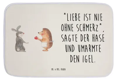 Produktbild von Mr. & Mrs. Panda duschmatte Hase Igel - Weiß - Geschenk, und, Lustige Sprüche, Badematte, Trennungsschmerz, badezimmermatte, Badezimmerteppich, Badvorleger, Trösten