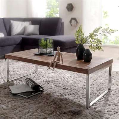 Produktbild von Couchtisch Massiv-Holz Sheesham 120cm breit Wohnzimmer-Tisch Design dunkel-braun Landhaus-Stil Beistelltisch B/H/T ca. 120/40/60cm