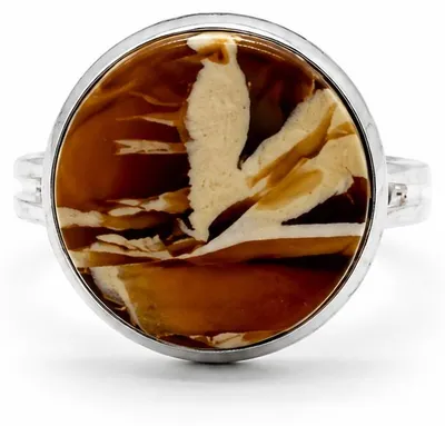 Produktbild von BEYSTON Ring mit Ostseebernstein 14 mm, in Cognac und Creme, verstellbar, Edelstahl in Naturfarbe, KI-generiertes Bild