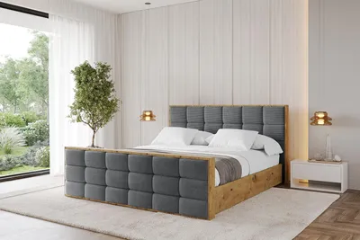 Produktbild von ALTDECOR Polsterbett mit Bettkasten - ENZO2-Z - 200x200 Dunkelgrau- Bett mit Matratze H3/H4, Kopfteil und Fußteil, Boxbett, Doppelbett mit Stauraum