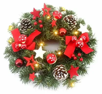 Produktbild von 6x Weihnachtskranz mit LED batteriebetrieben 6h Timer Ø30cm