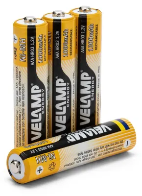 Productafbeelding van Velamp HR03/4BP Oplaadbare Mignon-batterijen, 1000 mAh, 4 stuks, oranje kleur