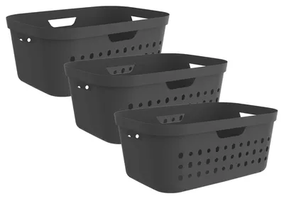 Produktbild von Rotho 3er-Set Wäschekorb 39L Jona - Wäschesammler groß - Wäsche Korb 56,6 x 38,5 x 23,3 cm - Wäschebox aus Kunststoff - Aufbewahrungskorb Behälter