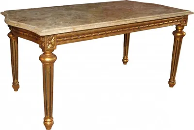 Produktbild von Casa Padrino Barock Couchtisch Gold mit cremefarbener Marmorplatte 100 x 53 cm - Limited Edition