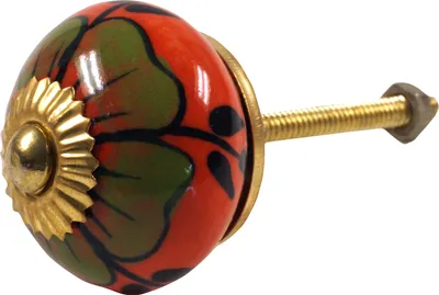 Produktbild von Kleiner Keramik Möbelknopf, Möbelknauf Möbelgriff, Schranktürknöpfe, Möbelknöpfe, Schubladengriff - Modell 98, Orange, 3*3*6,5 cm, Möbelknöpfe