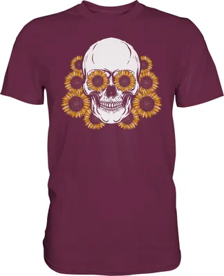 Produktbild von Totenkopf Sonnenblumen Shirt Gärtner Geschenk Garten – Burgundy / S