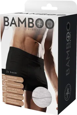 Produktbild von Naproz Bamboo Herren Boxershorts, Original, Grau, 2er-Pack, Größe XL (2 Stück)