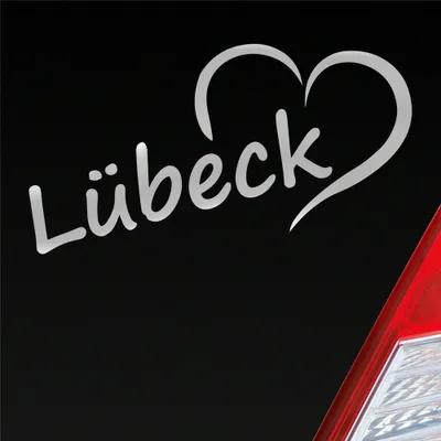 Produktbild von Auto Aufkleber Lübeck Herz Stadt City Liebe Love Heimat 17x8 cm Silber Sticker Heckscheibenaufkleber