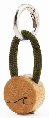 Produktbild von GIPFELWELLE Handgemachter Holz Schlüsselanhänger mit Gravur Kette Ring 4 mm Paracord Segeltau, Damen Herren, Welle, Olive