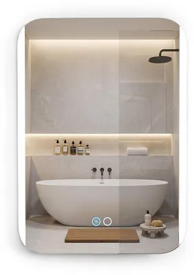 Image de Miroir de salle de bain LED COSTWAY, 70x50 cm, miroir mural avec 3 couleurs de lumière réglables et variateur d'intensité, miroir de salle de bain anti-buée