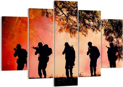 Produktbild von Bild auf Leinwand - Leinwandbild - Soldat Gewehr - 150x100cm - Wand Bild - Wanddeko - Wandbilder - Leinwanddruck - Bilder - Kunstdruck - Wanddekoration - Leinwand bilder - Wandkunst - EA150x100-3977