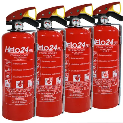 Produktbild von Feuerlöscher Pulverlöscher Autofeuerlöscher KFZ Auto Halterung 4x 1kg ABC 1LE B1