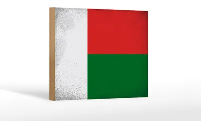 Produktbild von Holzschild Flagge Madagaskar 18x12 cm Madagascar Vintage Dekoration
