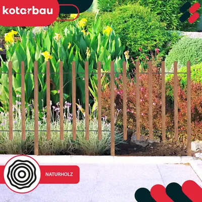 Produktbild von KOTARBAU® Kleiner Holzzaun 55 cm hoch Staketenzaun zum Stecken 230 cm Rollborder Gartenzaun Holz Beetumrandung Rollboarder Teichzaun Beetzaun Beeteinfassung